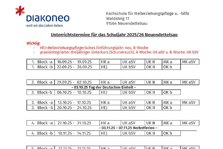 Endlich ist er da: Der neue Blockplan 2025/26!